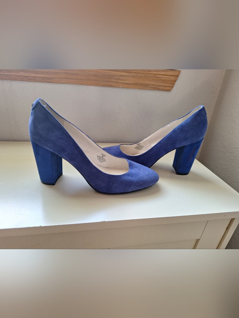 Anne Klein Royal Blue Suede Block Heel Pumps